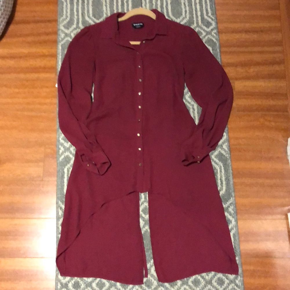Bebe Tunic Button Down Top XXS